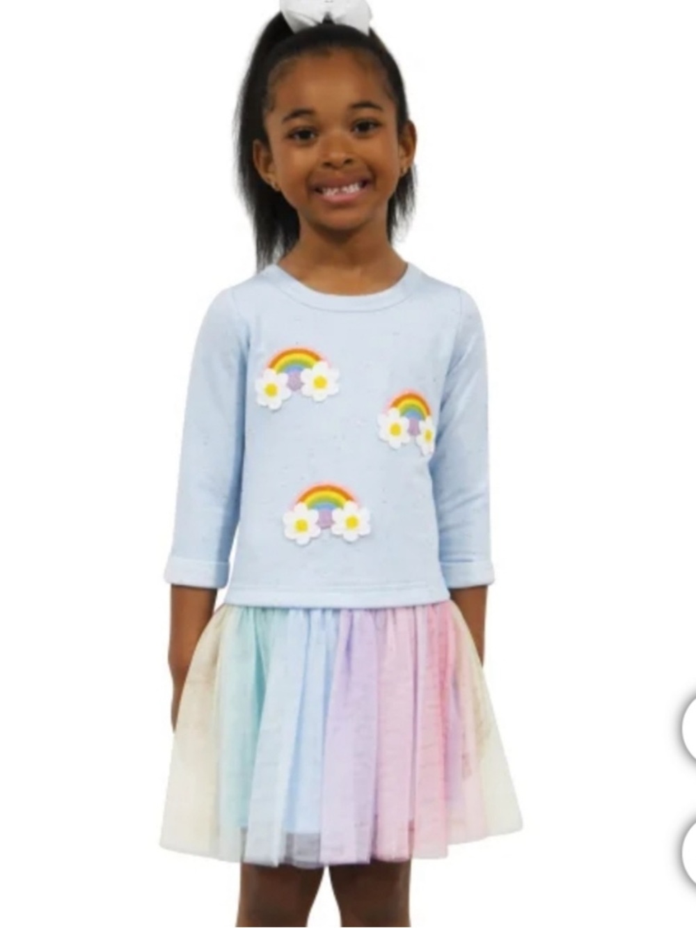 Zunie Light Blue Rainbow & Tulle Skirt Dress, Size 4